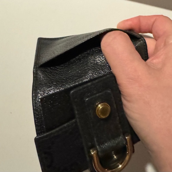 Gucci GG Monogram Black Key & Card Holder with Gold Accent